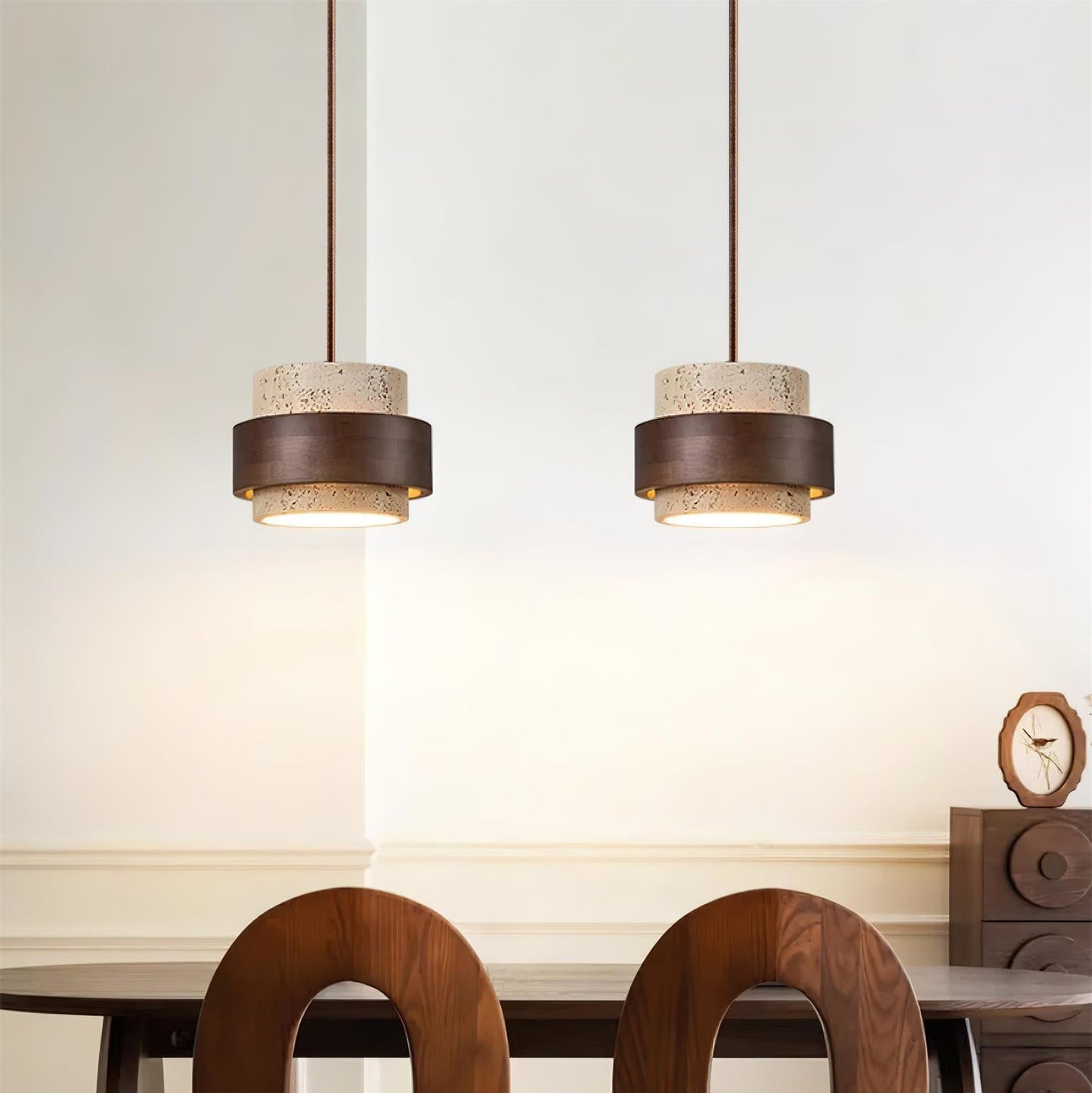 Suspension travertin cuisine ouverte