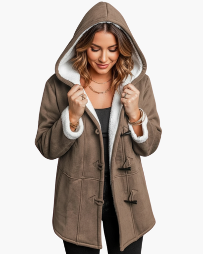 Manteau à capuche doublé en polaire pour femme – Chaleur et élégance d’hiver