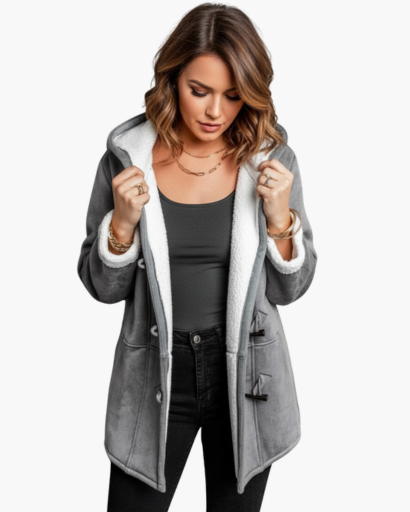 Manteau à capuche doublé en polaire pour femme – Chaleur et élégance d’hiver