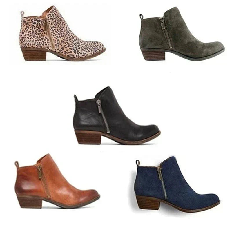 bottines femme talon bloc vertes, vue de profil