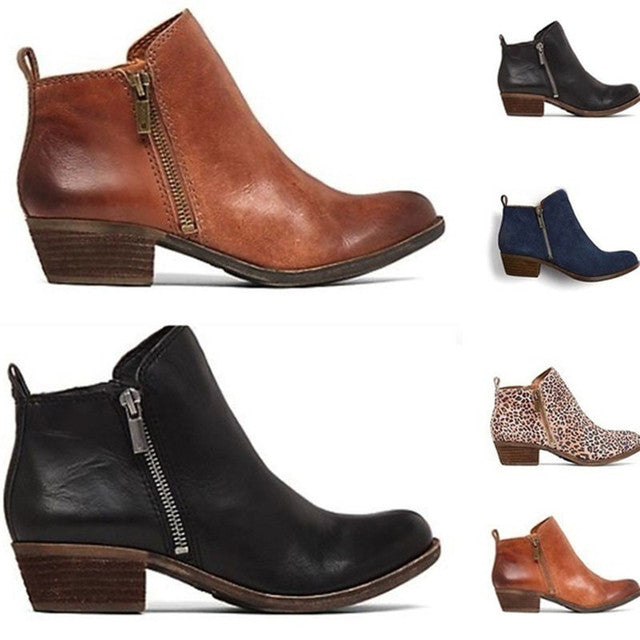 bottines femme talon bloc noires, vue de profil