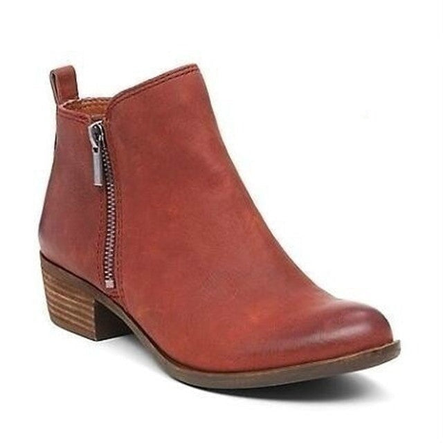 bottines femme talon bloc rouge, vue de profil