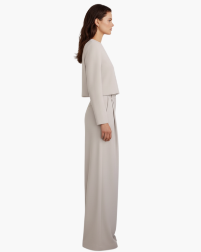 Ensemble Femme 2 Pièces Pantalon Large & Top Court – Tenue Bureau | Élégance Formelle & Chic