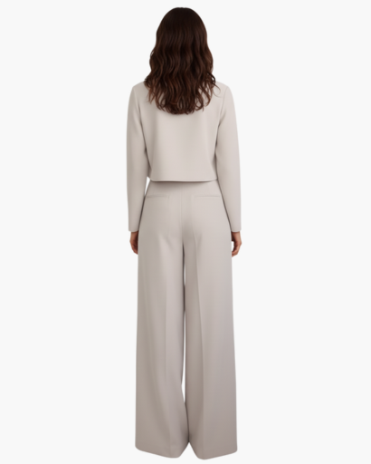 Ensemble Femme 2 Pièces Pantalon Large & Top Court – Tenue Bureau | Élégance Formelle & Chic
