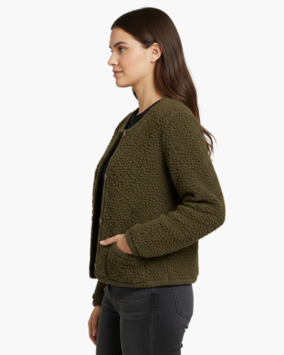 Gilet Femme Teddy Fleece Boutonné – Douceur & Confort | Style Cocooning Automne Hiver