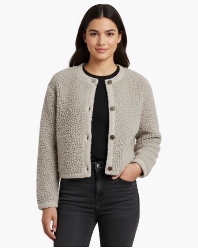 Gilet Femme Teddy Fleece Boutonné – Douceur & Confort | Style Cocooning Automne Hiver