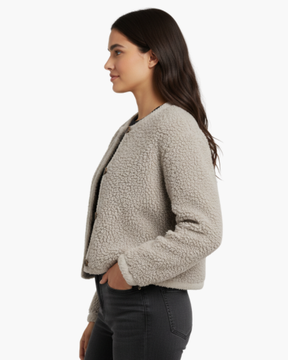Gilet Femme Teddy Fleece Boutonné – Douceur & Confort | Style Cocooning Automne Hiver