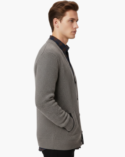 Gilet Homme Chaud en Laine | Doublure Polaire & Boutons – Style Élégant