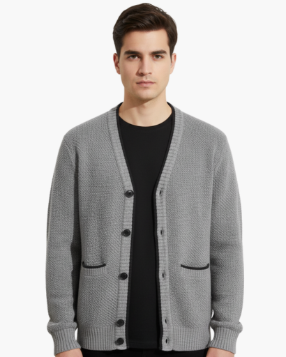 Gilet Homme Chaud en Laine | Doublure Polaire & Boutons – Style Élégant