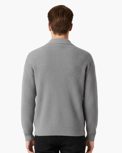 Gilet Homme Oversize Laine Mélangée Maille Côtelée – Style Élégant & Confortable Hiver