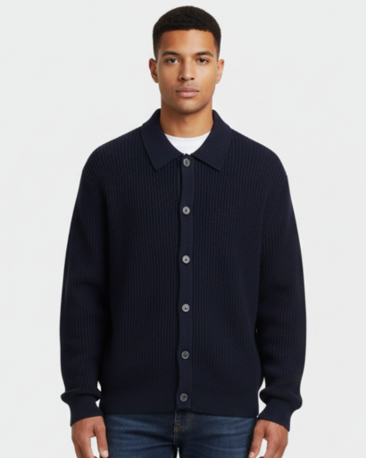 Gilet Homme Oversize Laine Mélangée Maille Côtelée – Style Élégant & Confortable Hiver
