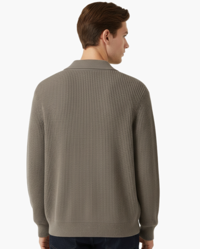 Gilet Homme Oversize Laine Mélangée Maille Côtelée – Style Élégant & Confortable Hiver