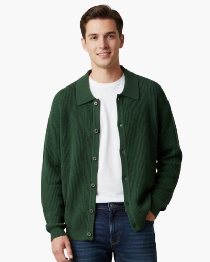 Gilet Homme Oversize Laine Mélangée Maille Côtelée – Style Élégant & Confortable Hiver