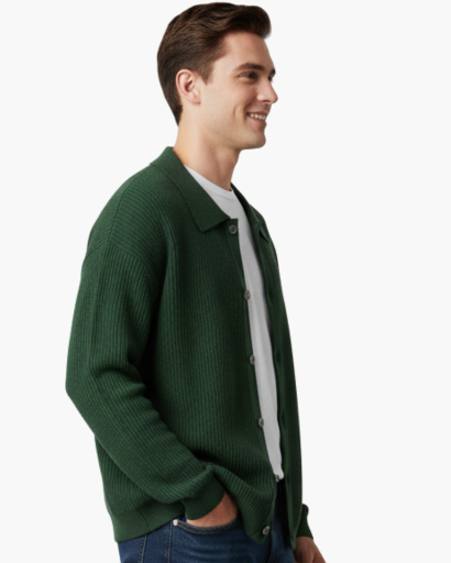 Gilet Homme Oversize Laine Mélangée Maille Côtelée – Style Élégant & Confortable Hiver