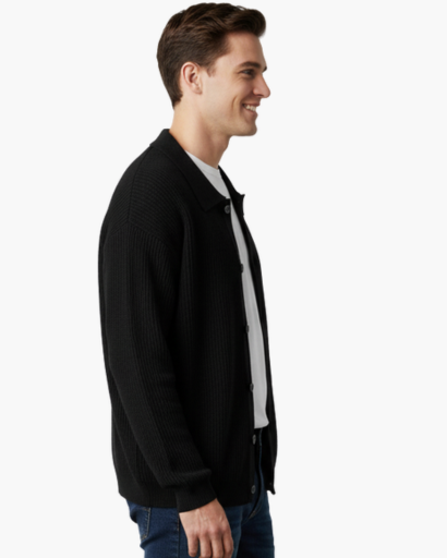 Gilet Homme Oversize Laine Mélangée Maille Côtelée – Style Élégant & Confortable Hiver