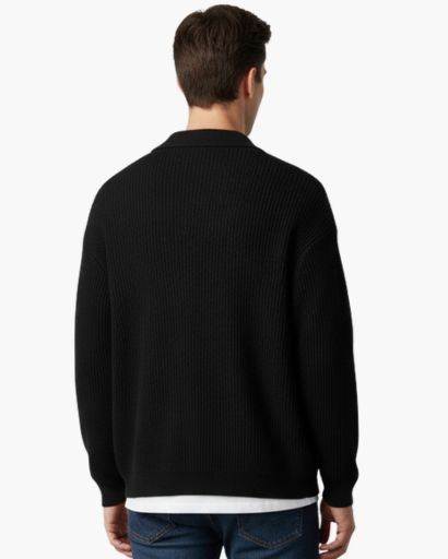 Gilet Homme Oversize Laine Mélangée Maille Côtelée – Style Élégant & Confortable Hiver