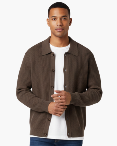 Gilet Homme Oversize Laine Mélangée Maille Côtelée – Style Élégant & Confortable Hiver