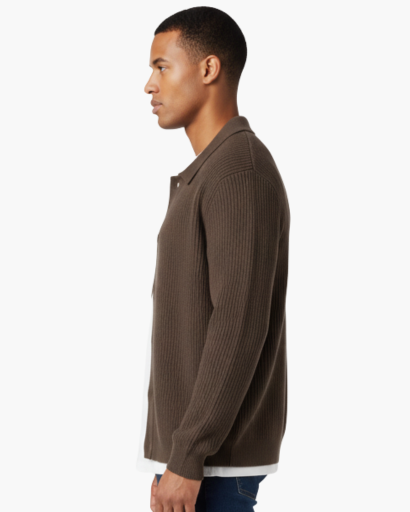 Gilet Homme Oversize Laine Mélangée Maille Côtelée – Style Élégant & Confortable Hiver