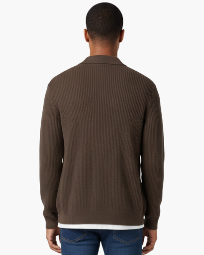 Gilet Homme Oversize Laine Mélangée Maille Côtelée – Style Élégant & Confortable Hiver