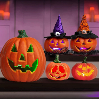 Citrouilles lumineuses Halloween LED, set complet de 3 lanternes