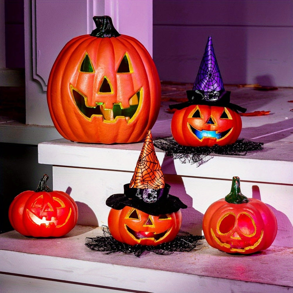 Citrouilles lumineuses Halloween LED, allumées dans le noir
