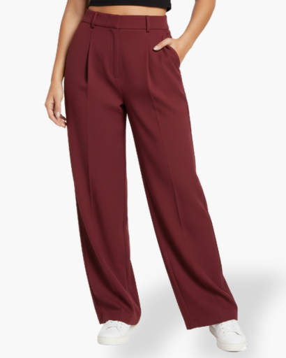 Pantalon large taille haute pour femme