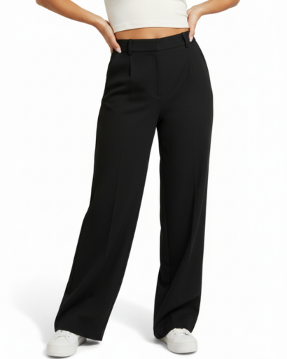 Pantalon large taille haute pour femme