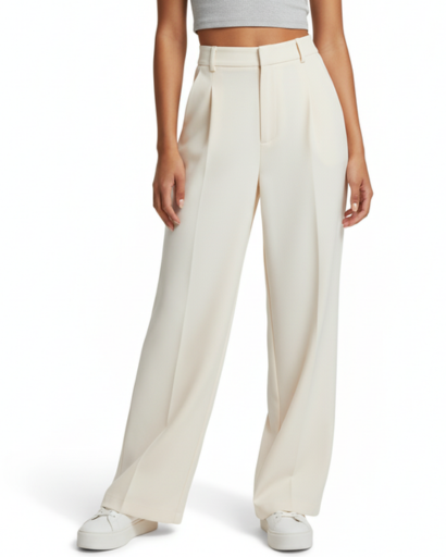 Pantalon large taille haute pour femme