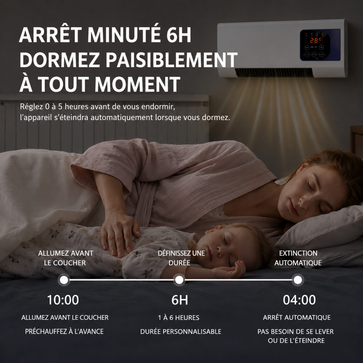 Climatiseur Mural Mobile 4-en-1 – Froid, Chaud, Ventilation & Déshumidification | Silencieux, Minuterie, LCD – vue 8