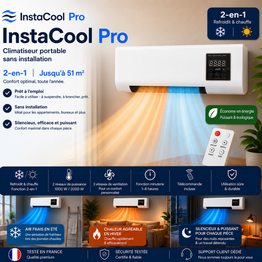 Climatiseur &amp; Chauffage 2-en-1 – Sans Installation, Jusqu'à 51 m²