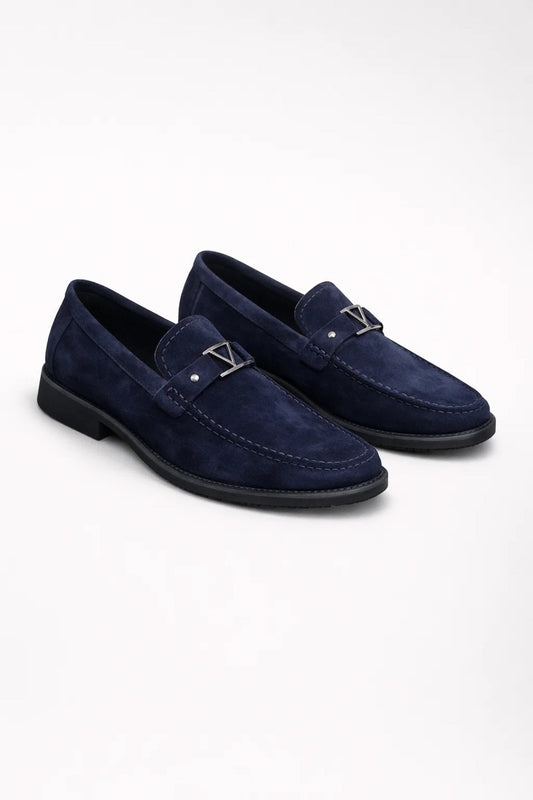 Mocassins homme à boucle bleu marine