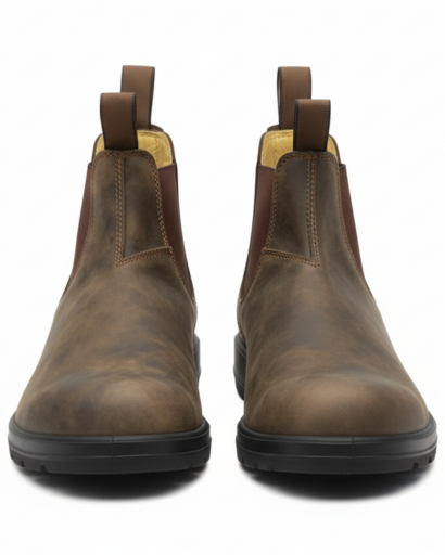 Bottines Chelsea homme marron effet vieilli, vue de face