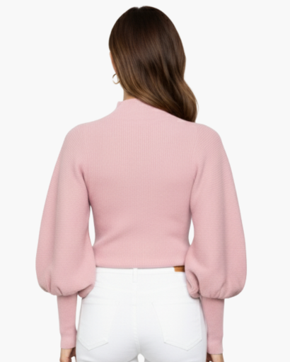 Pull femme à manches bouffantes – Élégance minimaliste et confort raffiné