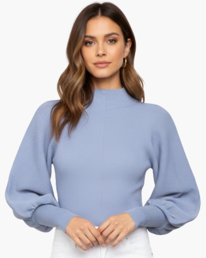 Pull femme à manches bouffantes – Élégance minimaliste et confort raffiné