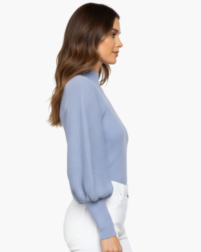 Pull femme à manches bouffantes – Élégance minimaliste et confort raffiné