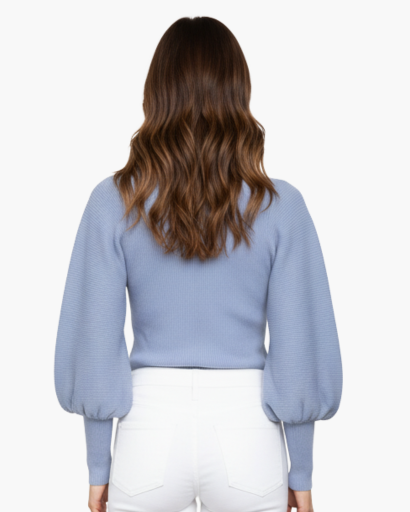 Pull femme à manches bouffantes – Élégance minimaliste et confort raffiné