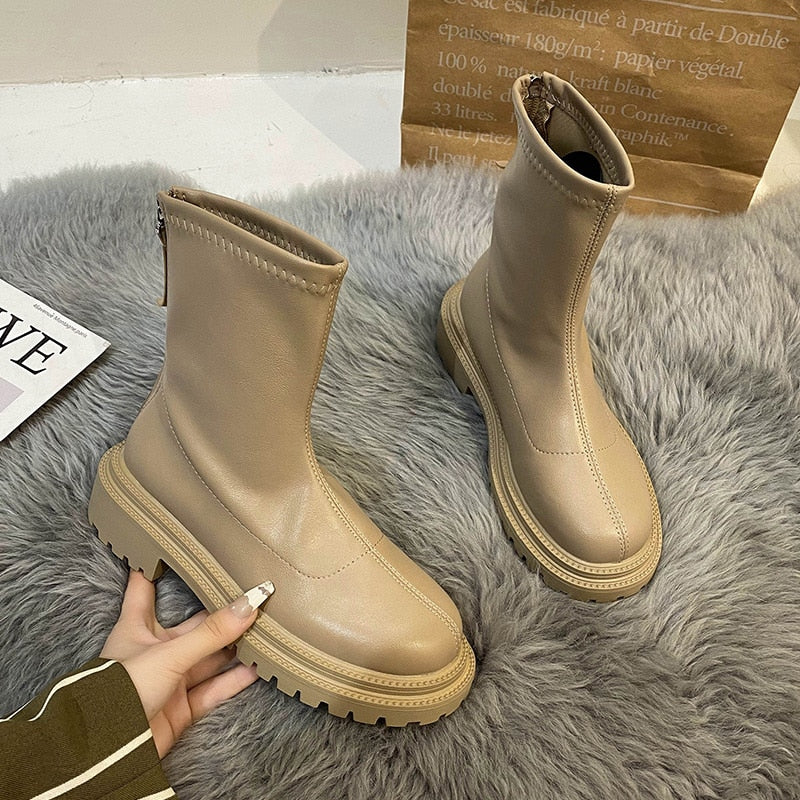 Bottines semelle chunky Kaki