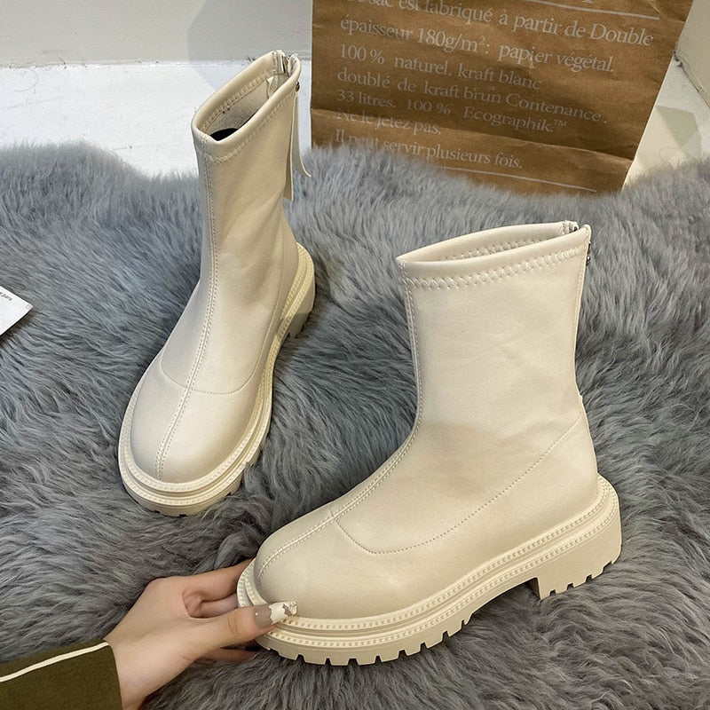 Bottines semelle chunky Beige