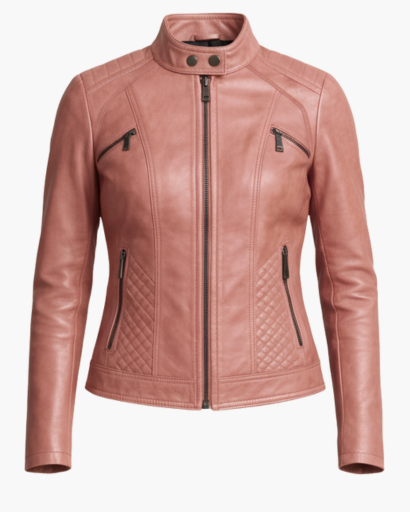 Veste en cuir véritable pour femme – Coupe cintrée, style motard élégant
