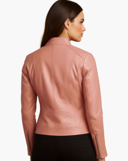 Veste en cuir véritable pour femme – Coupe cintrée, style motard élégant