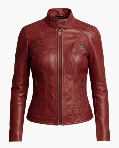 Veste en cuir véritable pour femme – Coupe cintrée, style motard élégant