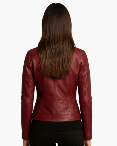 Veste en cuir véritable pour femme – Coupe cintrée, style motard élégant