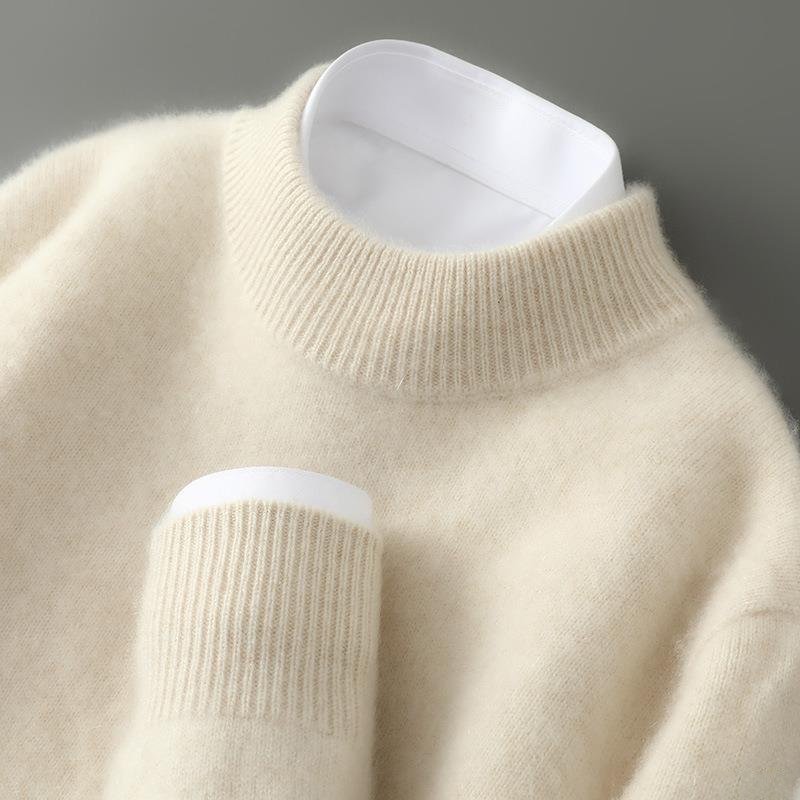 Pull élégant en cachemire beige, vue de face