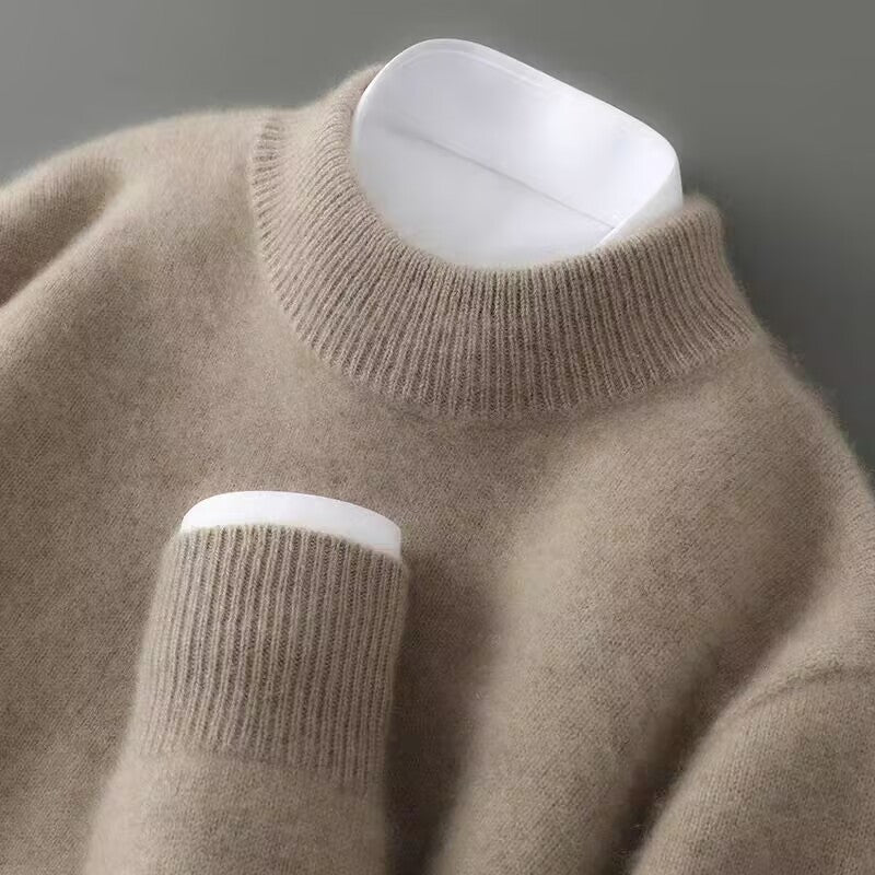 Pull élégant en cachemire marron, vue de face