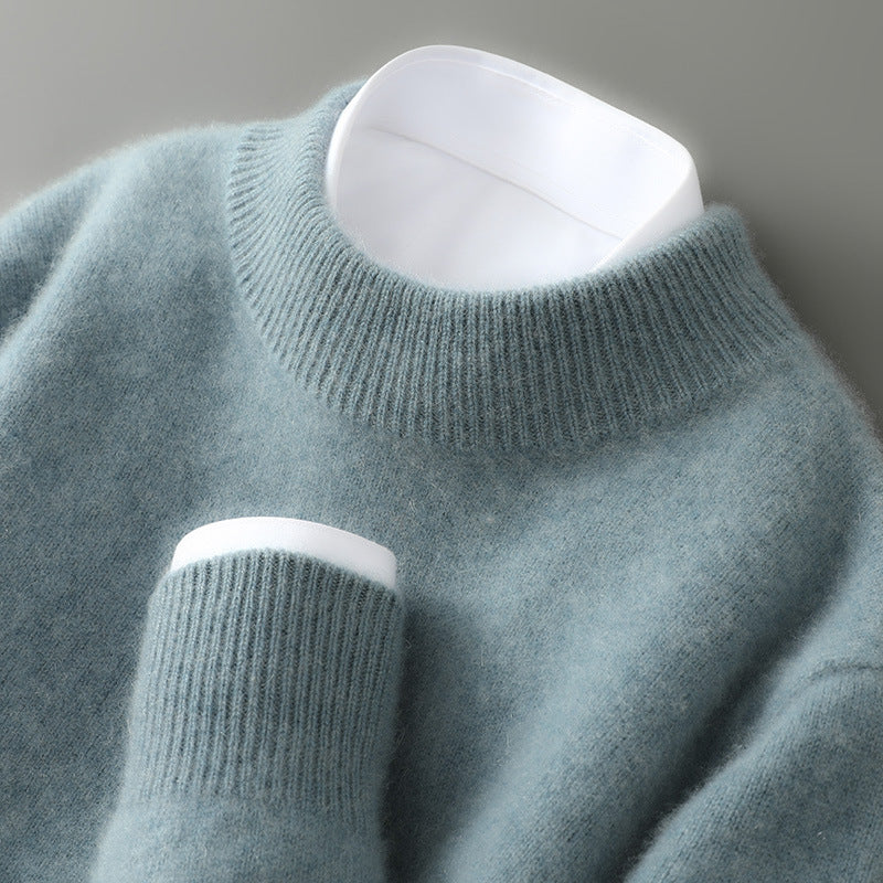 Pull élégant en cachemire vert, vue de face