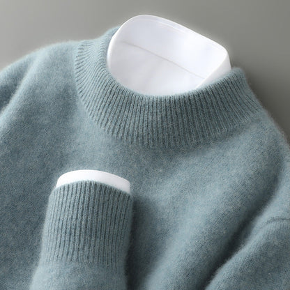 Pull élégant en cachemire vert, vue de face