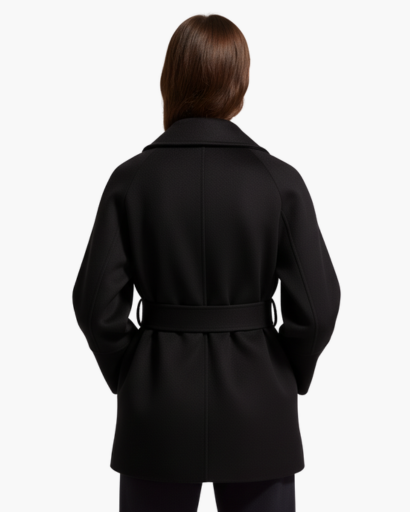 Manteau ceinturé femme – veste courte à col tailleur & coupe structurée