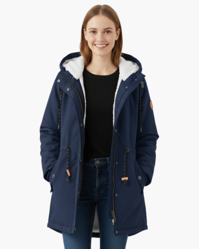 Manteau d’Hiver Femme – Avec Capuche – Doublure Chaude en Fleece – Poches Pratiques