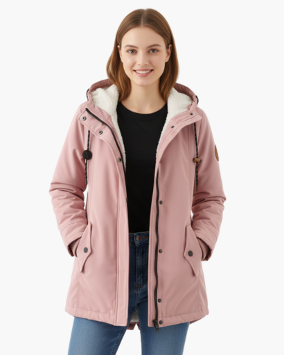 Manteau d’Hiver Femme – Avec Capuche – Doublure Chaude en Fleece – Poches Pratiques