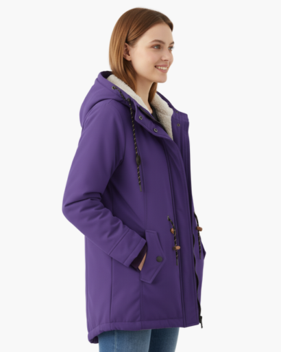 Manteau d’Hiver Femme – Avec Capuche – Doublure Chaude en Fleece – Poches Pratiques